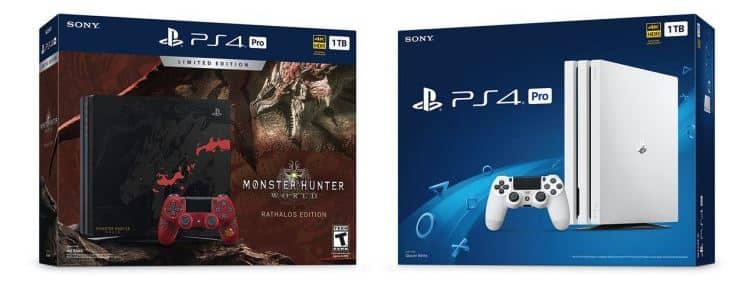 Limited Edition Monster Hunter World Ps4 Pro Bundle And Glacier White Ps4 Pro Exclusively At Gamestop