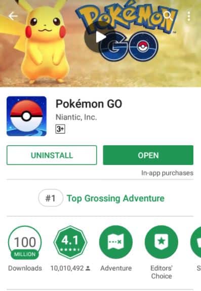 pokemon go top grossing game android