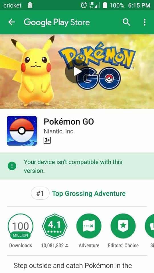 pokemon go device isnt compatible