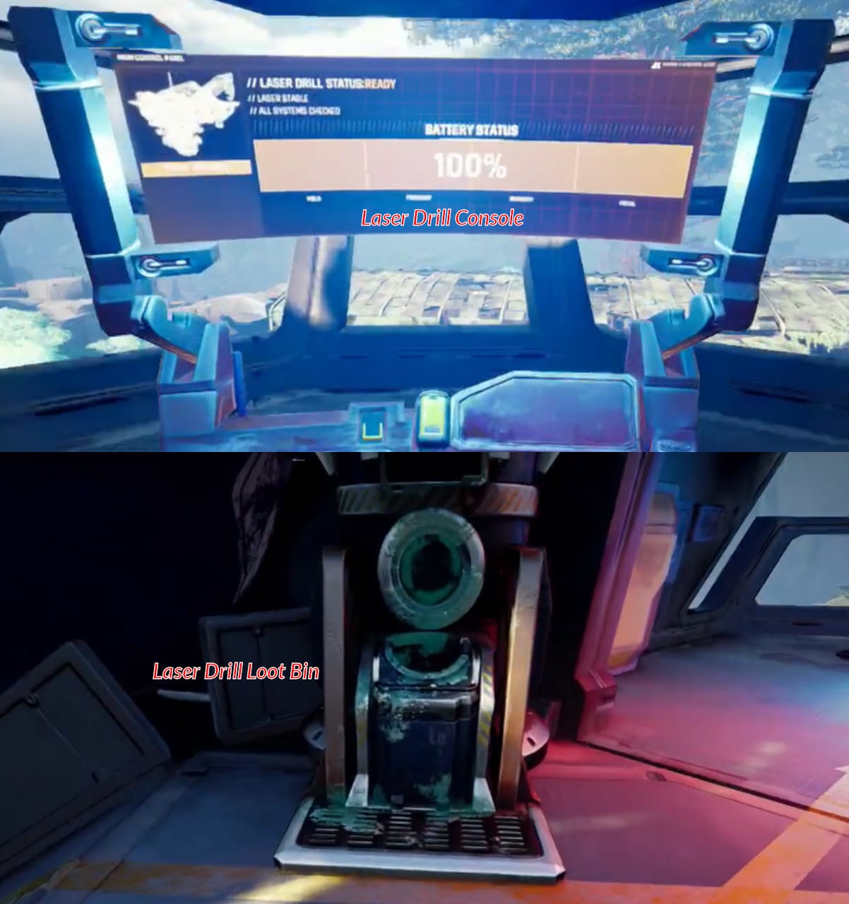 Laser Drill Console and Loot Bin