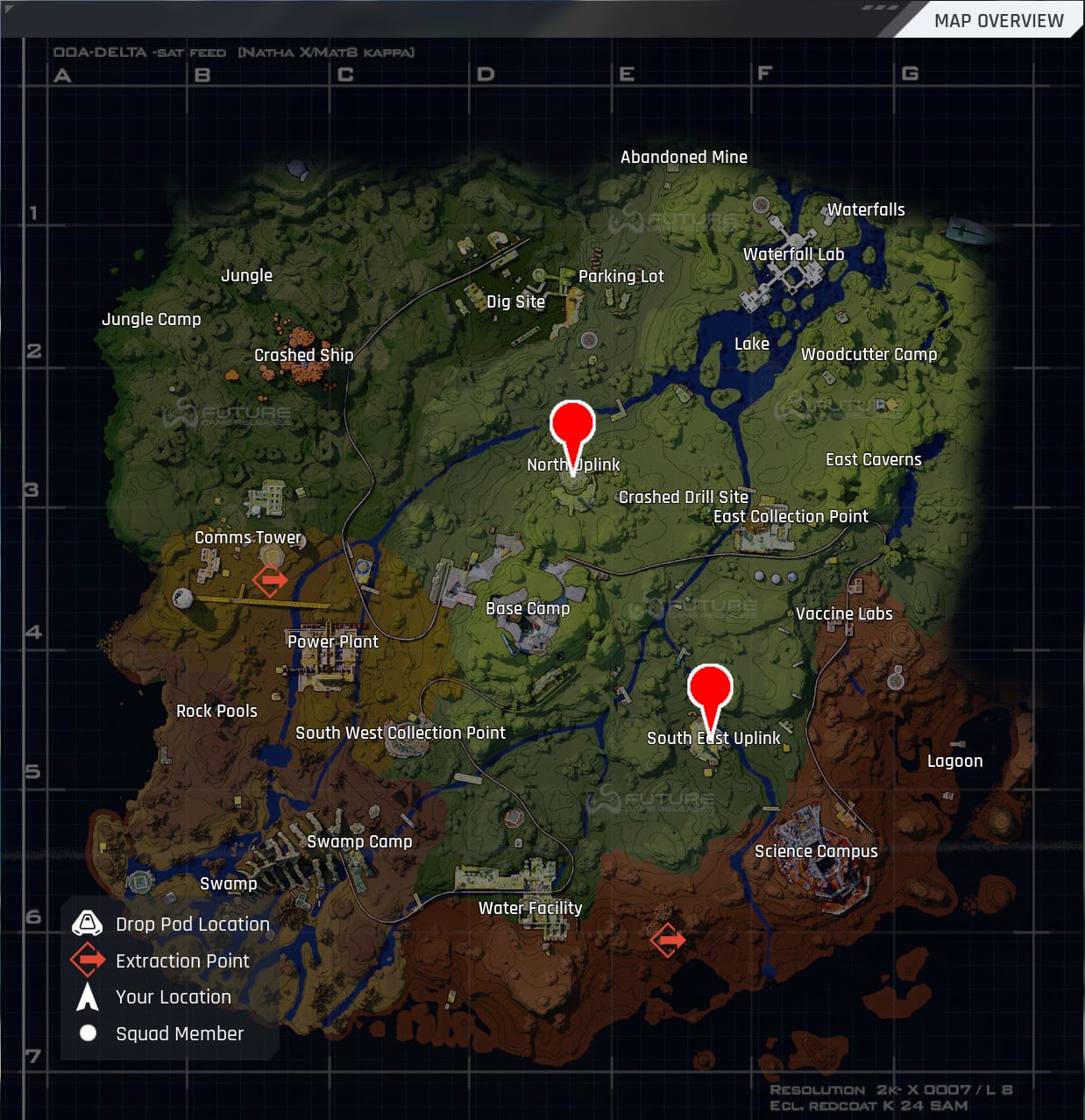 North and Southeast Uplink Map Location