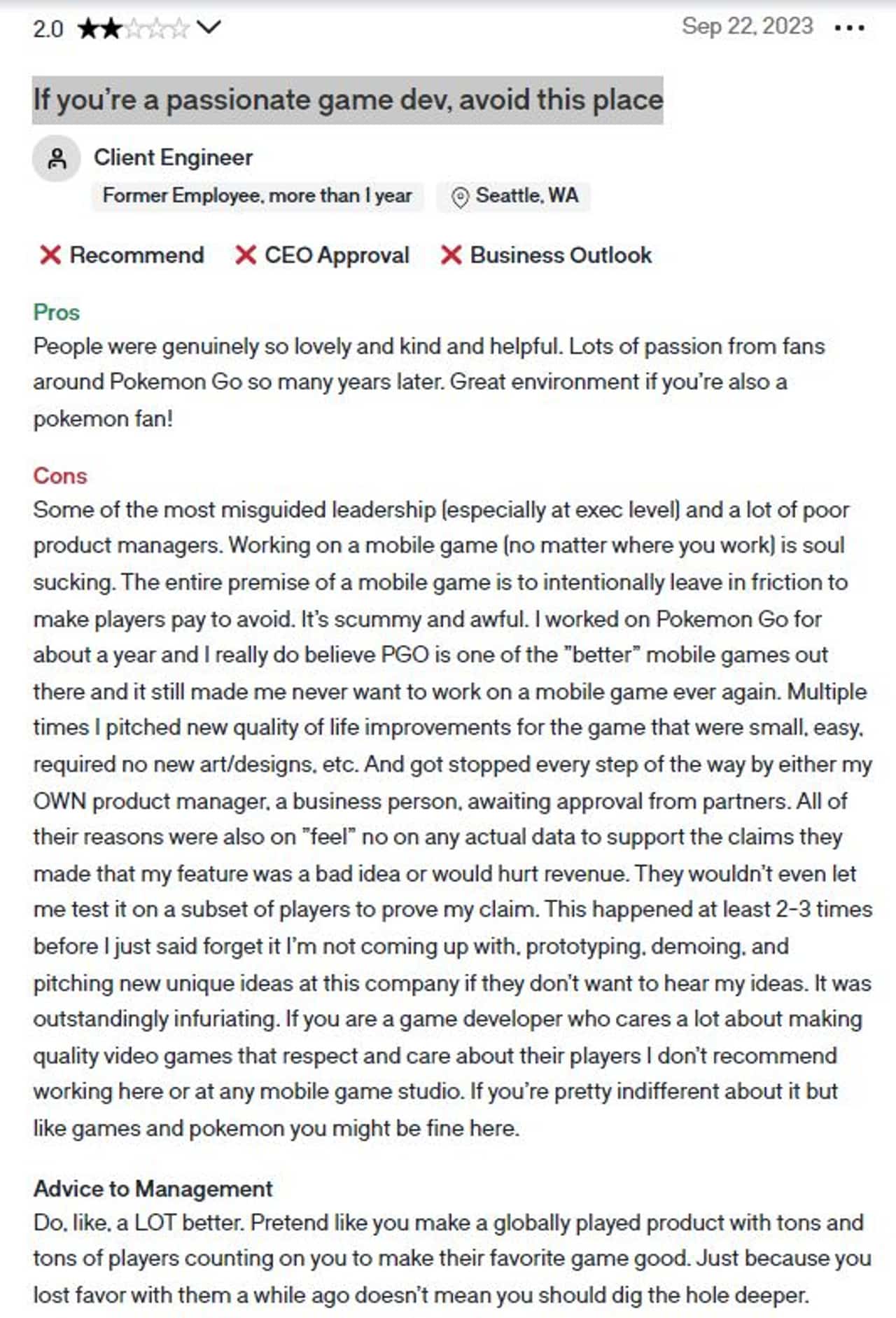 Pokémon GO: Un ex empleado de Niantic argumenta que la compañía no quiere mejorar la calidad del juego e ignora a su comunidad